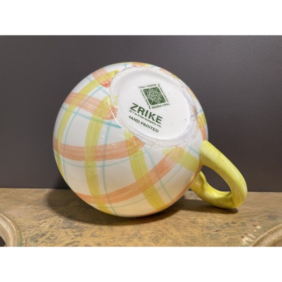 Tracy Porter Zrike Handpainted Plaid Yellow Pink Purple Stacking Teapot Mug 3Pc - Picture 7 of 7